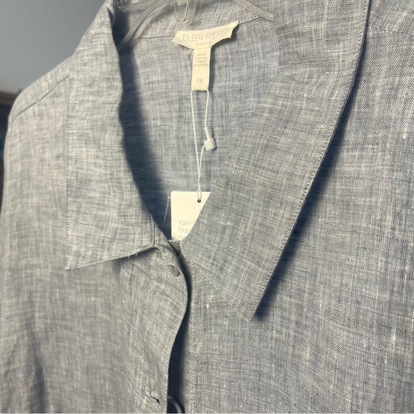 Eileen Fisher Cropped Linen Jacket Top, Gray, Minimalist, Resort Cropped Plus 1X - Picture 6 of 11